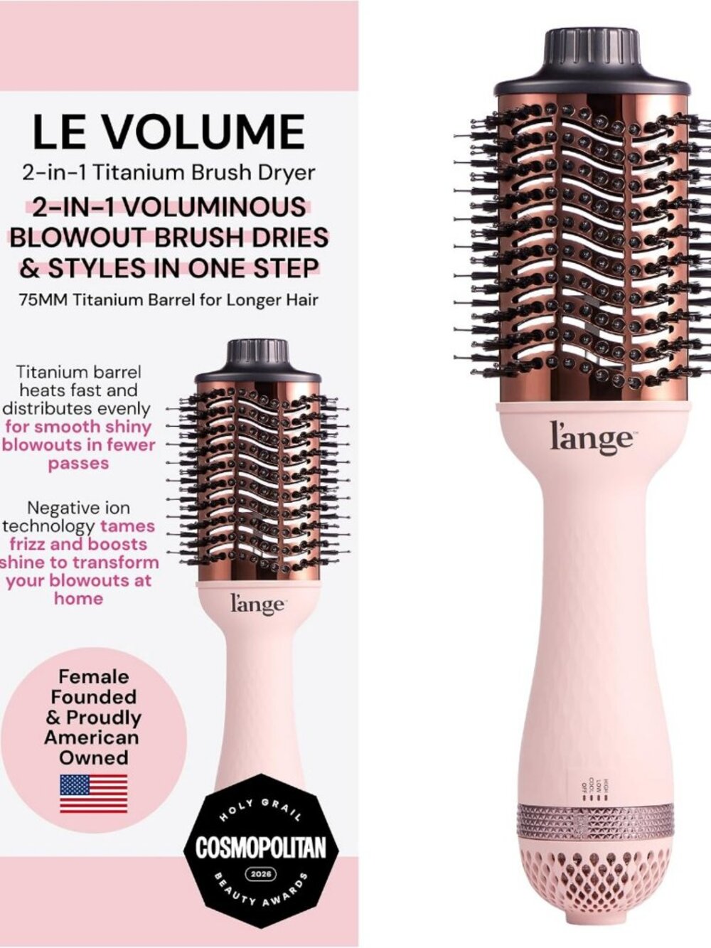 2-in-1 Titanium Blow Dryer Brush | Frizz Control & Volumizing Hot Air Styler